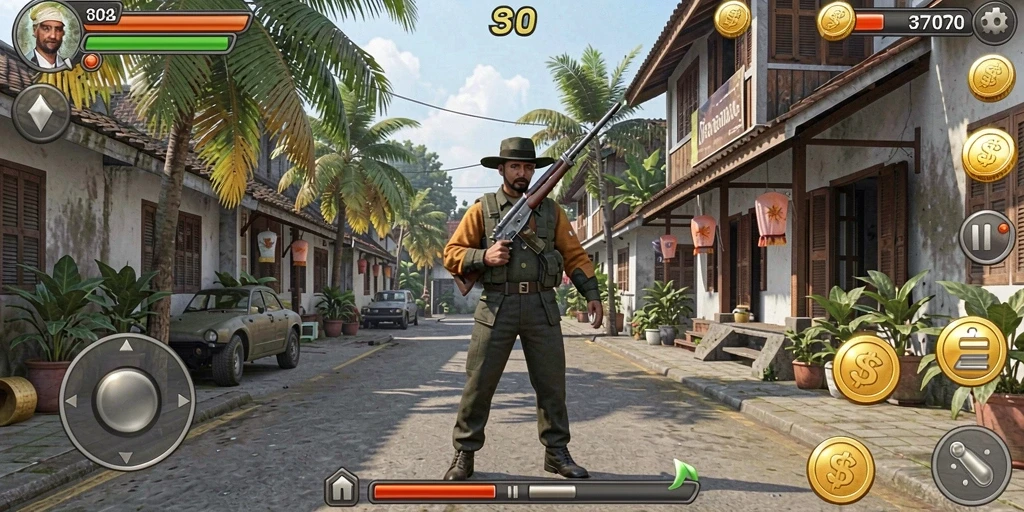 Lingkungan 3D yang menakjubkan dan penuh warna.
